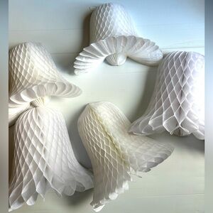 Vintage White Paper Bell Decorations Lot of 5